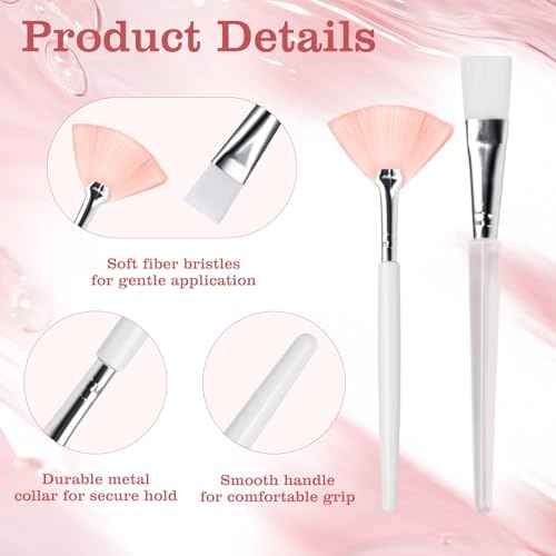 24Pcs Esthetician Supplies for Facials Set - Face Mask Applicator Brushes Tools, 8 Rose Gold Facial Bowls, 8 Fan Mask Brushes, 8 Flat Brushes, Spa Party Favor Esthetician Supplies for Mask DIY