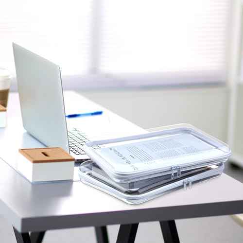 Sanwuta 6 Pcs Clear Hard Zipper Case Hard Plastic Zipper Pouches Makeup Bag Pencil Pouches Transparent Cases for Snacks Plastic Storage Organizer Box for Travel(White,12.6 x 9 x 2 Inch)