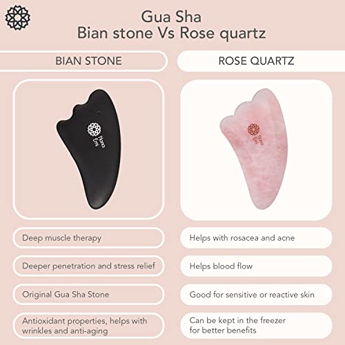 Hana Emi Gua Sha Facial Tools (Set of 4) - Large Bian Stone Guasha Tool for Face and Body - Gua Sha Stone for Glowing Massage - Gua Sha Body Tool and Massage Set for Daily Skincare Routine