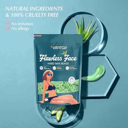Hard Wax Beads for Hair Removal, 1lb Hard Wax for Sensitive Skin With Aloe Vera Extract, Formulated for Fine Hairs, Perfect Body Wax for Face Eyebrow Chin Upper Lip Leg Arm Bikini Waxing