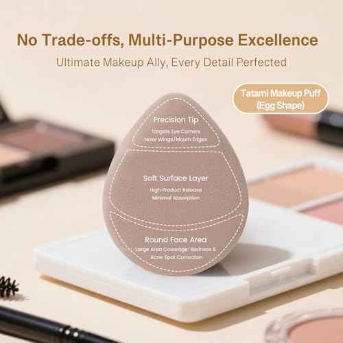 Momo's Workshop Makeup Sponge Puff, Large Beauty Puff for Quick Flawless Makeup, Concealer Powder Puff for Liquid & Cream Foundation 2PCS