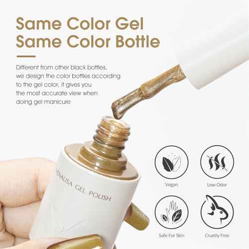 VENALISA Cat Eye Gel Nail Polish 1 Pcs 10ML Shimmer Gold Glitter Magnetic Gel Polish Soak Off Salon Manicure DIY at Home Nail Art For Girls Women
