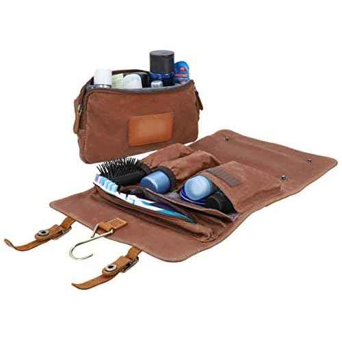 Gusti wash bag Leather-Rodney Toiletry bag wash bag sponge bag toiletries bag washbag make-up bag makeup bag cosmetic bag womens mens brown leather and canvas