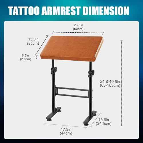 POARMEEY XXL Tattoo Arm Rest Stand Professional Tattoo Armrest with Large Soft Pillow and Adjustable Hight Angle for Studio