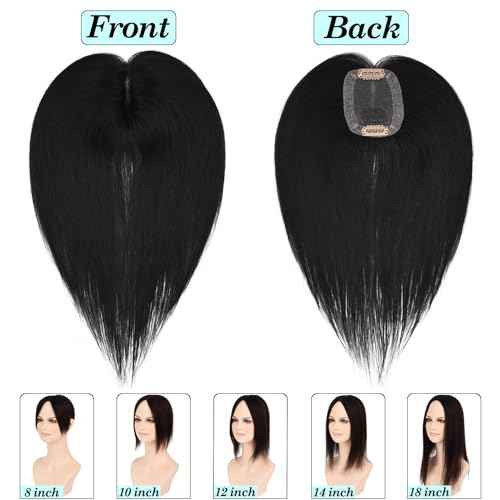 JGS1996 Hair Toppers for Women Real Human Hair 150% Density Hand Made Lace Base Remy Hair Wig Topper with Thinning Hair Pieces No Bangs Clip in Hair Extensions