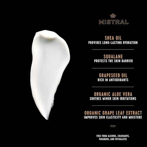 Mistral Bourbon Vanilla Body Lotion for Men | Moisture-Rich Body Cream | Fast-Absorbing Men¡¯s Lotion with Shea Oil & Squalane | Natural & Paraben-Free | Masculine Scent ? 13.5 fl oz