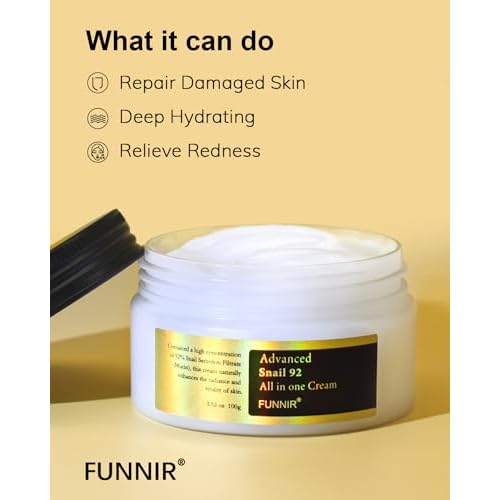Snail Mucin Moisturizer 92%, Lightweight Moisturing Cream, 100g, Youthful and Radiant Formula, Repair Face Cream for All Skin Types, Skincare Products