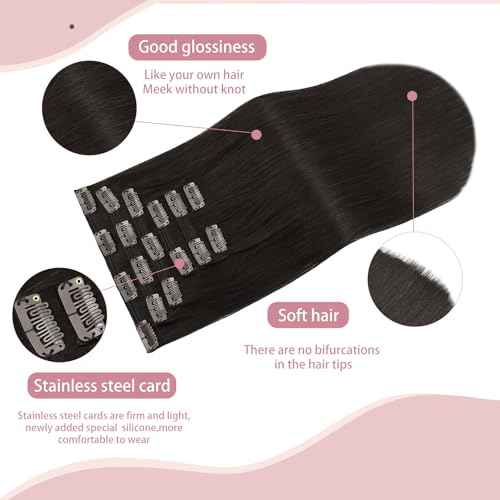HUAYI Dark Brown Clip in Hair Extensions Real Human Hair 120G Remy Human Hair Clip in Extensions Soft Silky Straight for Women 7pcs 16clips 20 Inch Brown Hair Extensions