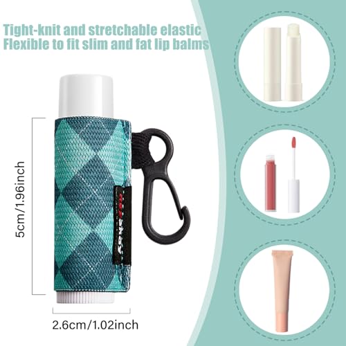 HEYSKAY 8PCS Lip Balm Keychain Holder Compatible with Chapstick, Stocking Stuffers Gifts Keychain Lip Gloss Holder Key Chain Lipstick Holder Sleeves(Classical Strap Patterns)