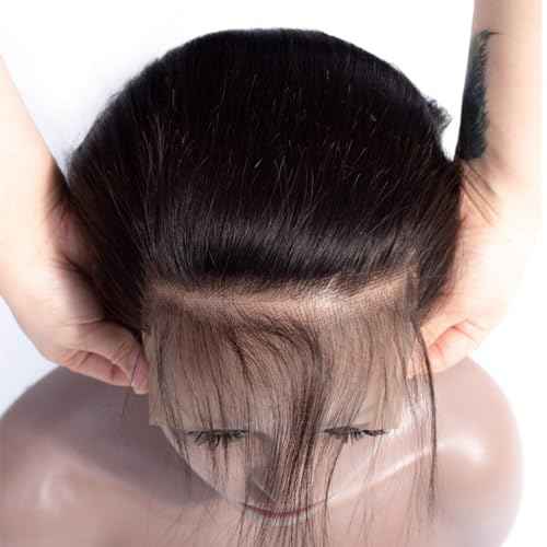 beauty youth 13x6 Lace Frontal with Baby Hair 16inch Transpent HD Transpare Frontal Pre Plucked 12A Lace Closure Free Part Brazilian Virgin Human Hair Lace Frontal with Bangs 180% Density