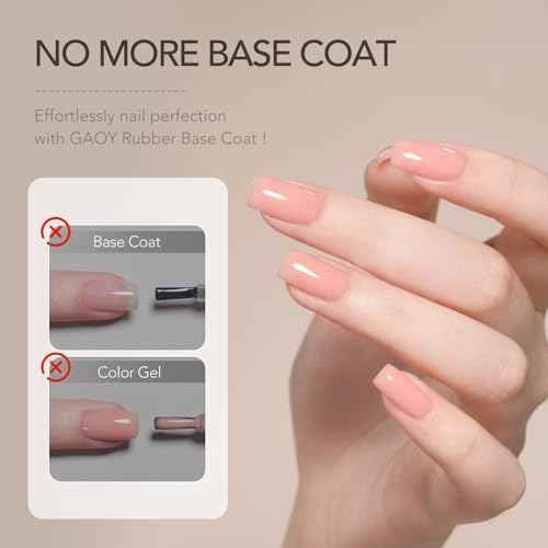 GAOY 6 Colors Rubber Base Gel Set, Jelly Builder Base Nail Gel Nude Sheer White Pink, 2-in-1 Soak Off Nail Strengthener, Blush Jelly