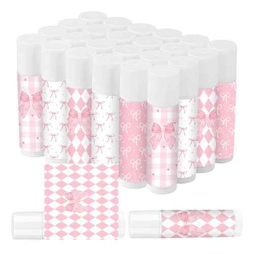 50 Pcs Pink Bow Baby Shower Favors Bulk Pink Bow Moisturizing Lip Care Coquette Bow Party Favors for Bachelorette Wedding Birthday Employee Christmas Halloween Baby Shower Party