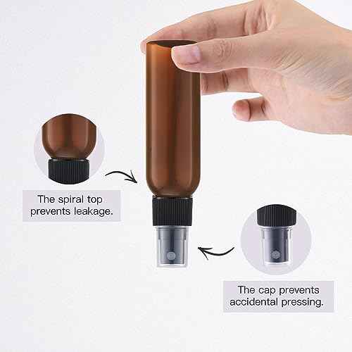 LISAPACK 2oz Small Spray Bottle (10 Pack) Plastic Mini Fine Mist Atomizer, Tiny Sprayer for Travel Perfume, Cologne, Alcohol (Brown, 60ml)