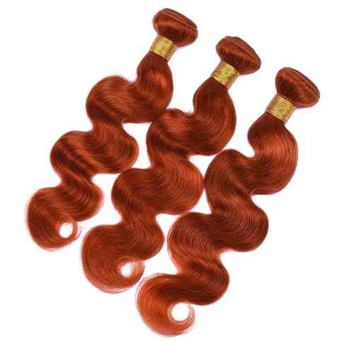 Bundles Human Hair 26 28 30 Inch Orange Giginger Orange 350 Body Wave Human Hair Bundles Unprocessed Brazilian Virgin Hair Double Weft Quick Weave for Black Women