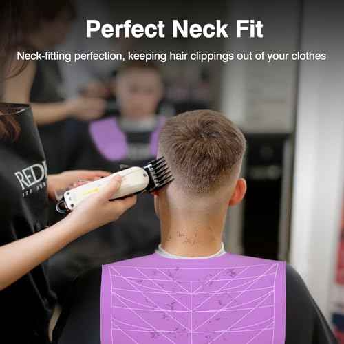 Hair Cutting Cape Collar for Salon, Hair Cutting Guide for Women, Large Waterproof Silicone Hair Dye Collar, Barber Hair Cutting Mat for Shoulders with Weighted Rubber Neck Wrap, Purple