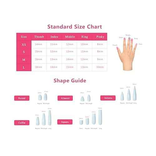 LOVFUL Press on Nails Pisces Blue French Tip| Handmade with Full Covered Crystals | Reusable Fake Nails | Square Regular 1.0 in | H157L