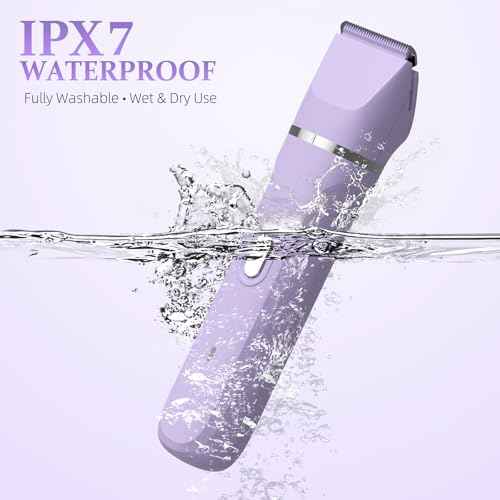 5-in-1 Bikini Trimmer for Women, IPX7 Waterproof Electric Razors Shaver, Cordless Body Hair Trimmer, Facial & Pubic Hair Removal, Ceramic Blade (Purple)