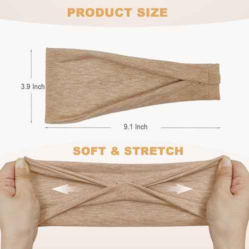 6 Pack Wide Headbands for Women - No Slip Hair Bands for Sports Yoga Workout Running Daily Use, Soft Stretchy Elastic Sweat Wicking Head Wraps Hair Accessories