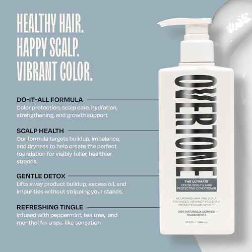 Overtone The Ultimate Color, Scalp & Hair Protecting Conditioner, Nourishes Hair & Scalp, Enhances Vibrancy and Shine, Promotes Hair Density, Cruelty-Free & Vegan, 13 Fl Oz