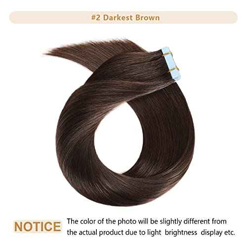 YILITE Dark Brown Tape In Hair Extensions Human Hair 28 inches 20pcs 60g Silky Straight Remy Human Hair Tape Ins Extensions for Women