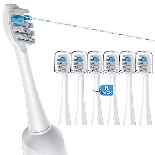 6 Pack Toothbrush Replacement Heads Compatible with WaterPik Sonic Fusion 2.0, FitMount Flossing Brush Head Fit for Water-Pic SF-01W SF-02W and 2.0 SF-03 SF-04
