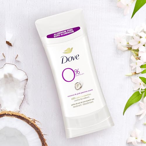 Dove 0% Aluminum Deodorant Stick Cotton Flower & Sandalwood 3 count for 48-Hour Odor Protection Aluminum Free Deodorant 2.6 oz