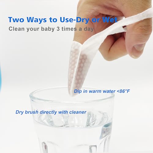 102PCS Baby Tongue Cleaner, Disposable Newborn Finger Toothbrush, Soft Gauze Baby Mouth Cleaner for Infant Gum Teeth Cleaning, Wet&Dry Mouth Cleaner for 0-36 Months Babies