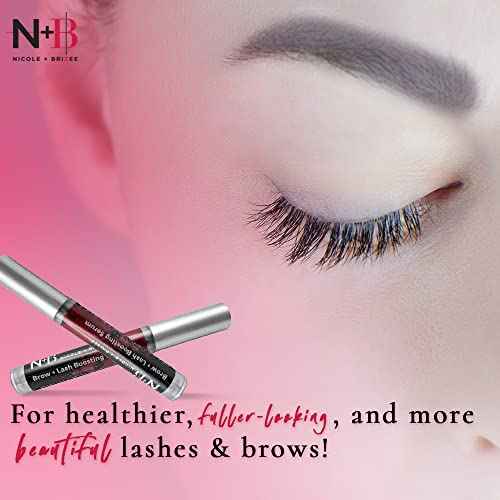 Nicole + Brizee Brow & Lash Serum ? Natural Formula with Biotin, Squalene, Ubiquinone, Wheat & Soy Amino Acids, Provitamin B5 ? Supports Thicker, Fuller Lashes and Brows ? Made in The USA - 2 Pack