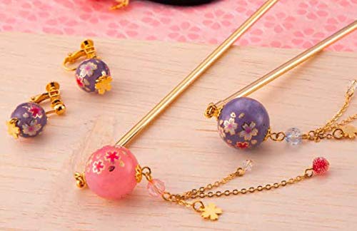 Hair Stick for Bun Kanzashi Metal Hair Pin, Japanese Style Hairpin Hair Chopsticks Hair Accessory for Women (SAKURA ball/White)