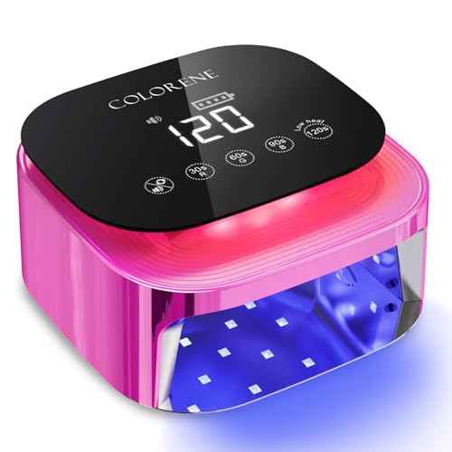 Cordless UV LED Nail Lamp, 60W Rechargeable Nail Dryer Gel Polish Light, Intelligent Auto Sensor LCD Display Nail Lamp, Portable 30 Beads Led Nail Light with 4 Timer Setting