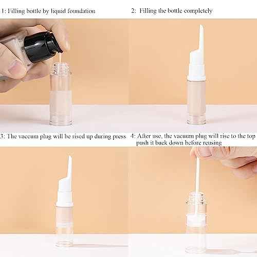 Qeuly 6 Pack Airless Pump Jars Travel Foundation Container, Travel Size Eye Cream Dispenser Empty Refillable Cosmetic Pump Bottles for Lotion Skincare Serum 5ml