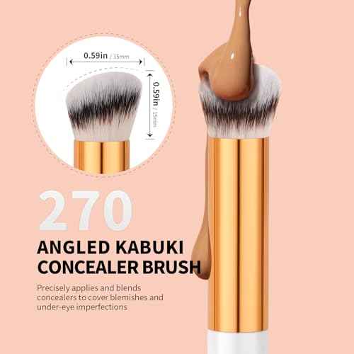 docolor Concealer Brush, 2PCS Angled Concealer Brushes Under Eye Mini Angled Flat Top Kabuki Nose Contour Brush for Concealing Blending Setting