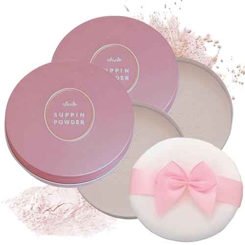 Club Suppin Translucent Pressed Powder Foundation & Overnight Skincare, Makeup Setting Powder & Face Finish POWDER with Shea Butter, Amino Acids& Aloe Extract by Japanese Skincare PINK PLUSH (2 pk)
