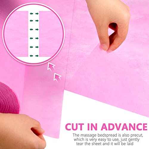 Tudomro 2 Rolls Disposable Non Woven Bed Sheets 24 x 71 Inch Massage Table Paper Covers Non Woven Fabric Massage Sheets Waterproof Spa Breathable Bed Cover for Beauty Salon (Pink)