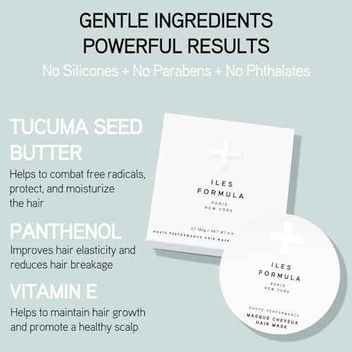 ILES FORMULA Hair Mask ? Deep Conditioning Hair Treatment for Dry, Damaged, Frizzy Hair - Lightweight Hair Repair Mask with Tucuma Butter, Macroloba Seed, Vitamins B5 & E | Hydrating, Color-Safe