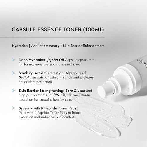 AS OF TODAY Capsule Essence Toner | Jojoba Oil Capsules + Scutellaria Extract | D-Panthenol Hydrating Toner for Sensitive, Dry & Combination Skin | Clean Beauty Formula | Moisturizing & Balancing