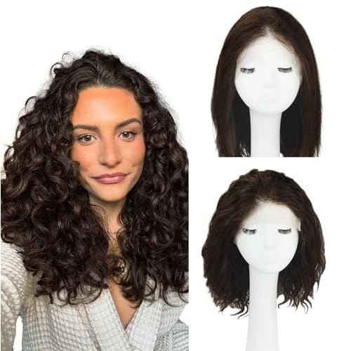 WORLDSTAR Natural Wave Human Hair Wigs for Black Women Lace Front Wig Brown 14 Inch 100% Unprocessed Human Hair 13x4 Free-Style Parting Hand-Tied Deep Lace (wig#N-532)