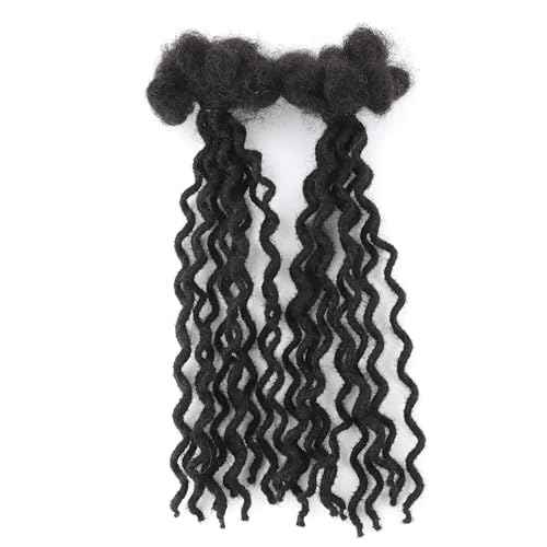 10 Inch 30 Strands Curly Loc Extensions Human Hair, 0.4cm Width 100% Human Hair Dreadlock Extensions for Men/Women, Can be Dyed Soft Dreads Extension