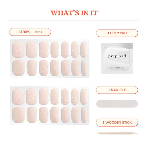 Heyhae Semi Cured Gel Nail Strips | No LED Lamp Needed | Summer, Solid, Yellow | Easy Apply & Remove, Salon Quality | Includes 28 Strips, 1 Prep Pads, Nail File & Wooden stick - Hey, Sweet Glaze