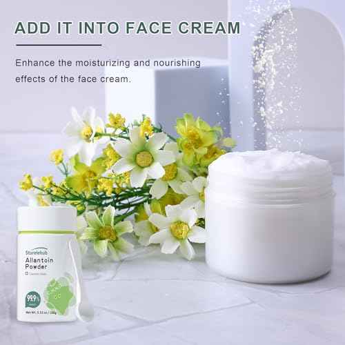 Allantoin Powder, 3.53 OZ 99.9% Purity, Cosmetic Grade, DIY Allantoin Emulsion, Allantoin Cream, Allantoin Lotion, Allantoin Masks, Allantoin Helps to Hydrate And Moisturize The Skin