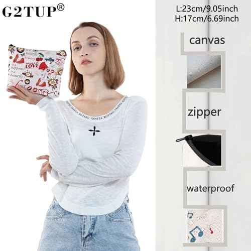 G2TUP Singer Album Cosmetic Makeup Bag Music Lover Gift Song Lyrics Zipper Pouch Bag Singer Concert Merchandise (Happiness Is