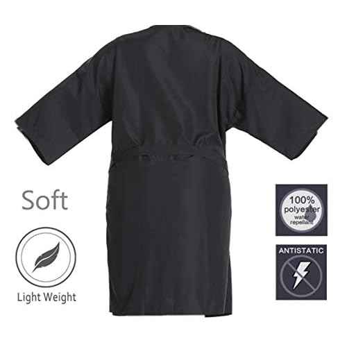 PERFEHAIR Salon Client Gown Robes Cape, Pack of 4, Hairdressing Gown Smock for Hair Stylist to Hair Cutting, Hair Coloring-Black