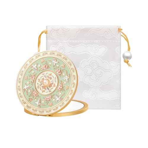 Compact Mirror, Mini Travel Makeup Mirror Small Magnifying Mirror for Purse Bag Pocket, Portable Folding Vanity Mirrors with Cute Storage Pouch