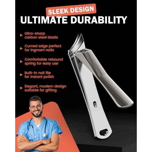 BEZOX Slant Curved Balde Nail Clippers for Ingrown & Thick Nails - Stylish Heavy Duty Toe Nail Clipper for Seniors, Angled Precision Cutting Edge Fingernail Clippers, Integrated Nail File - Champagne