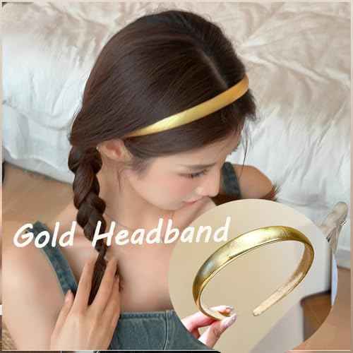 Gold Headband for Women and Girls - Satin Hair Band, Cute Headpiece, Hair Accessories