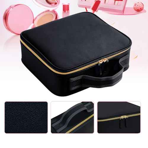 Travel Makeup Bag Organizer Case£¬with Adjustable Dividers Light Portable Storage for Makeup, Brushes, Toiletries, Jewelry, and Digital Accessories-Black