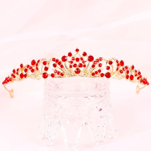 TOBATOBA Red Tiara Crowns for Women Girls Queen of Heart Crown Wedding Tiara Princess Tiara for Wedding Prom Quinceanera Birthday Crown Halloween Hair Accessories