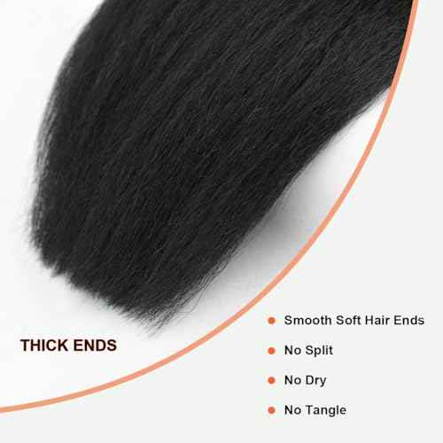 Yaki Straight Bundles Kinky Straight Bundles Human Hair 22 Inch 12A 100% Unprocessed Brazilian Virgin Human Hair Bundles for Black Women Natural Black Raw Remy Hair Extension 1 Bundle