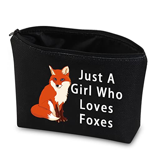 JNIAP Fox Cosmetic Bag Fox Lover Gift Loves Foxes Makeup Pouch Fox Animal Travel Toiletry Bag (BL-Loves Foxes Bag)