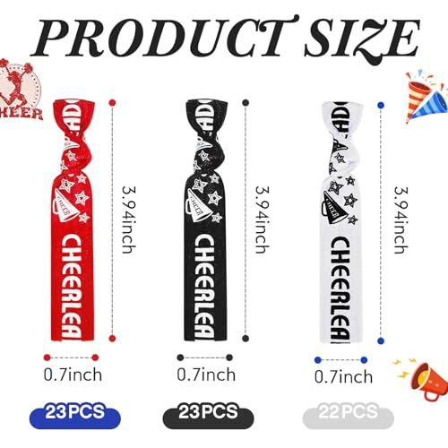 Taiyin 68 Pcs Cheer Hair Ties Bulk Cheer Bracelets Cheerleader Gifts Motivational Gifts Wristbands for Cheer Squad Party Favors, Pom Design(Multicolor)
